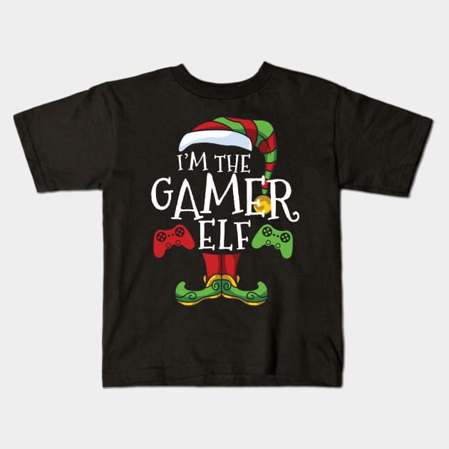 Gamer Elf Family Matching Christmas Holiday Group Gift Pajama Kids T-Shirt by BeesTeez